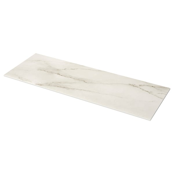 MÖCKLARP Custom countertop, matte off-white/marble effect high pressure porcelain, 3/4 "