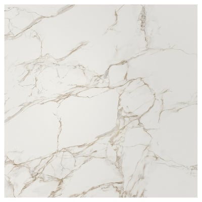 MÖCKLARP: white marble-look high-pressure porcelain, rectangular, smooth.
