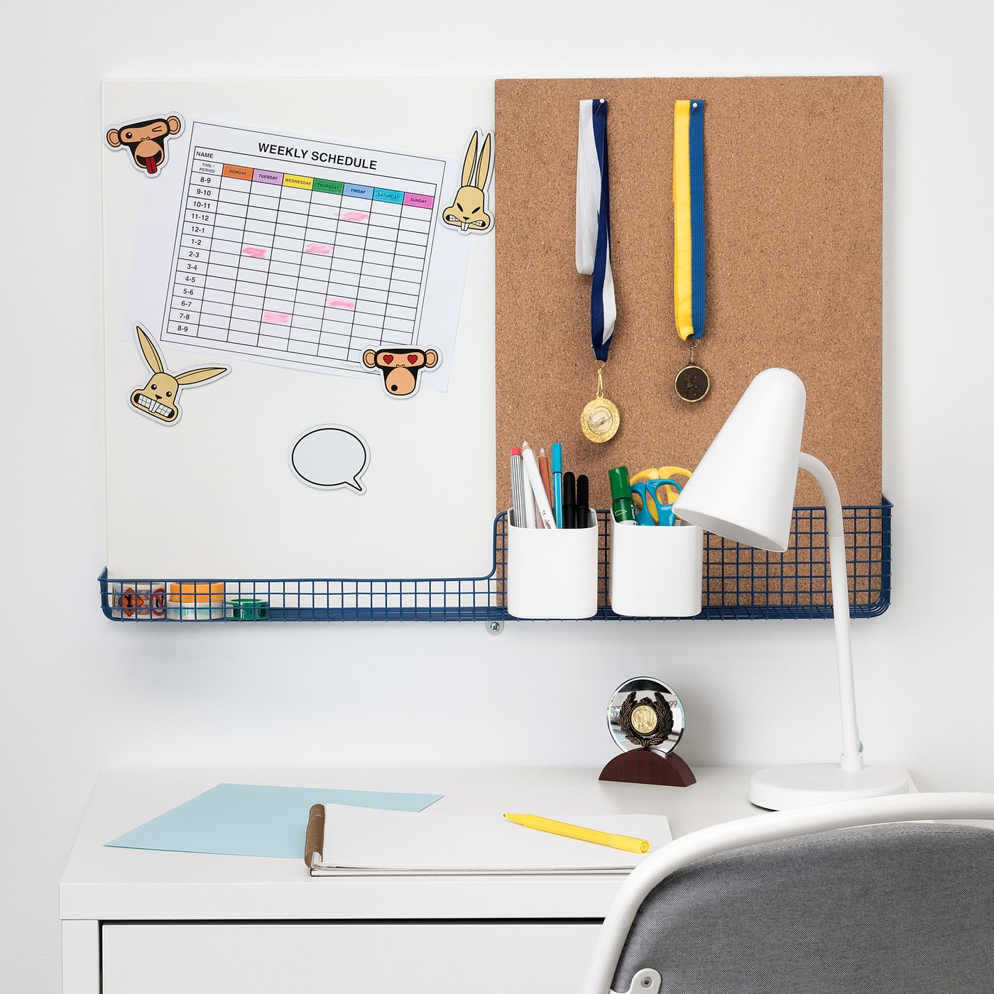 Mojlighet Noticeboard Whiteboard With Basket White Blue 28x19 Ikea