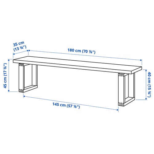 MÖRBYLÅNGA bench, oak veneer/brown stained, 707/8" IKEA