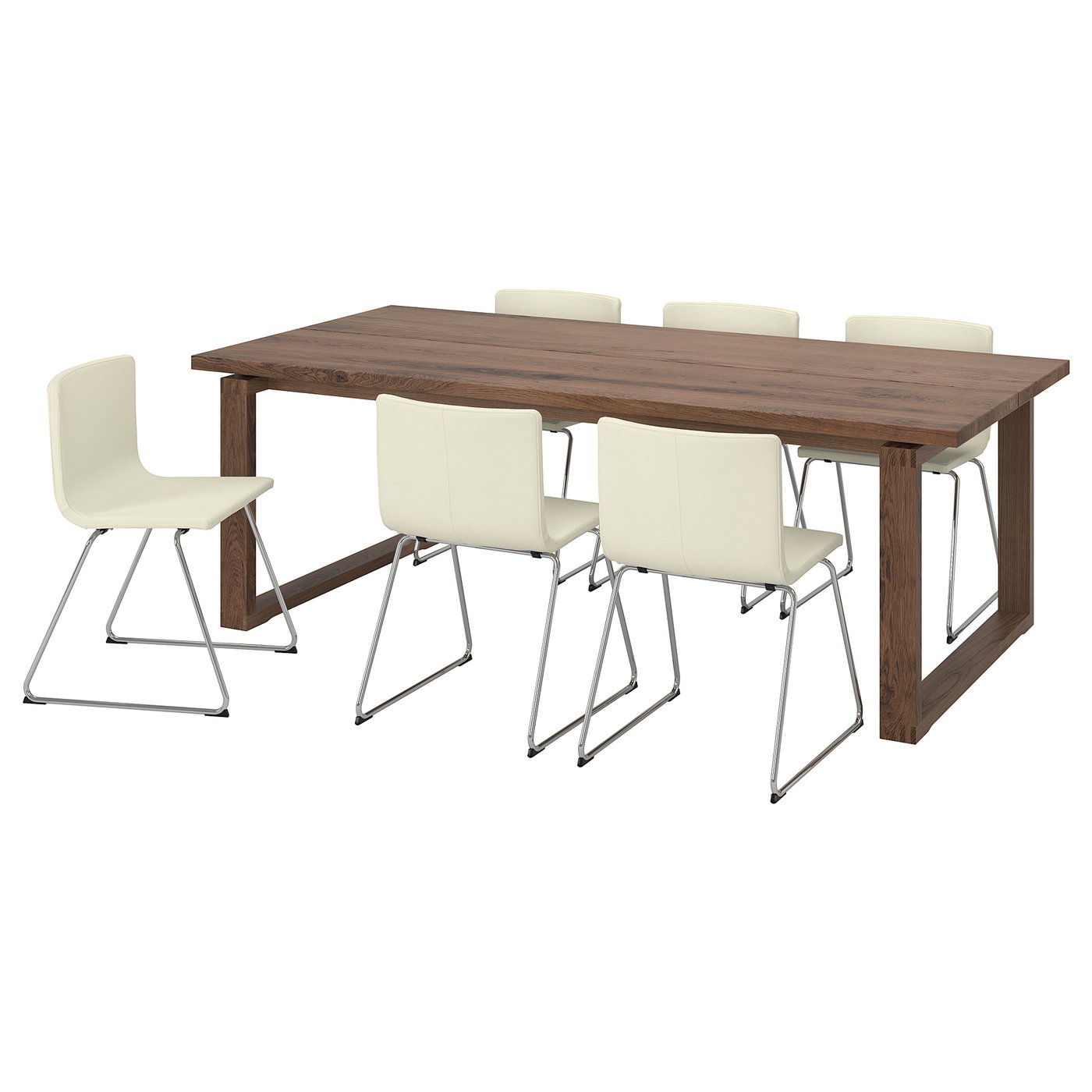 Morbylanga Bernhard Table And 6 Chairs Brown Kavat White Ikea