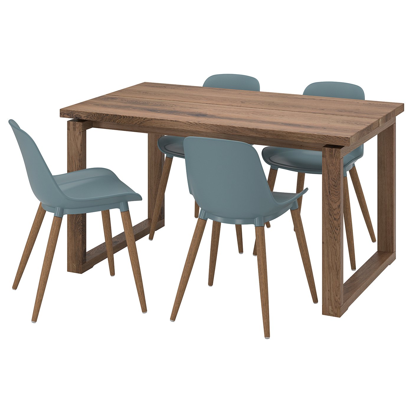 MÖRBYLÅNGA / TOBIAS table and 4 chairs, oak veneer brown stained