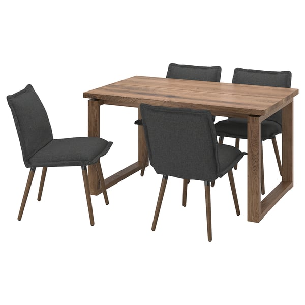 MÖRBYLÅNGA / KLINTEN table and 4 chairs, oak veneer brown stained