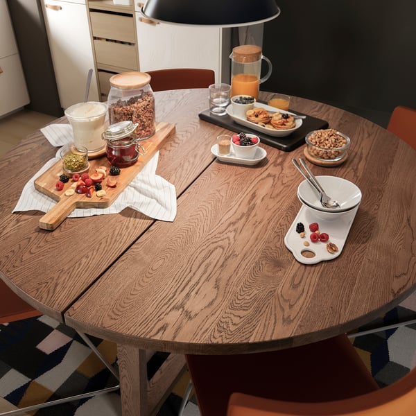 MÖRBYLÅNGA Table, oak veneer brown stained, 57 1/8 "