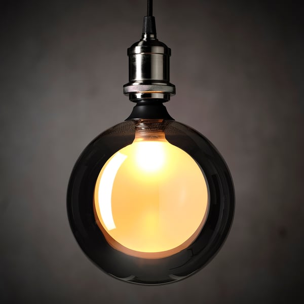 MOLNART LED bulb E26 100 lumen, double globe gray clear glass, 7" IKEA