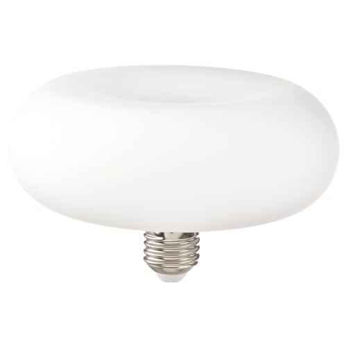 MOLNART led bulb, white, glass, round shape, frosted cover.