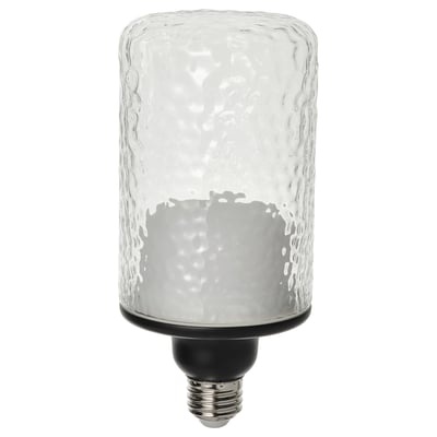 MOLNART LED bulb E26 150 lumen, tube-shaped clear glass/patterned, 4 "