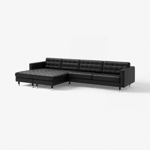 MORABO 5-seat sofa with chaises, Grann/Bomstad black/metal
