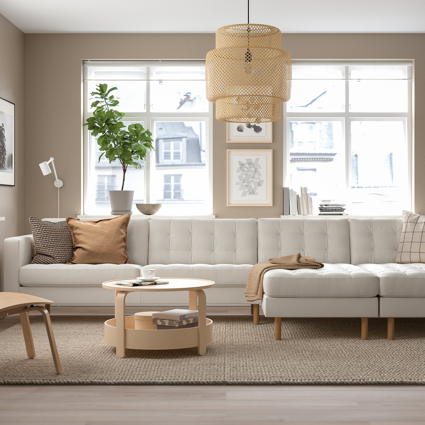 MORABO 5seat sofa with chaises, Grann/Bomstad white IKEA