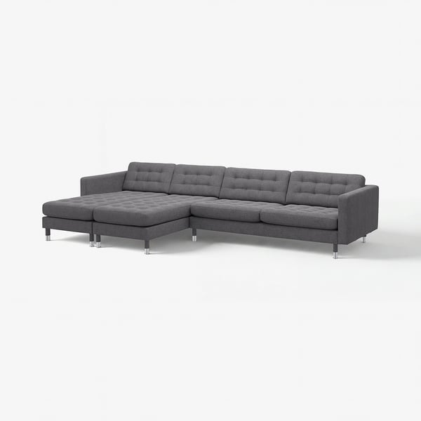 MORABO 5-seat sofa with chaises, Gunnared dark gray/metal