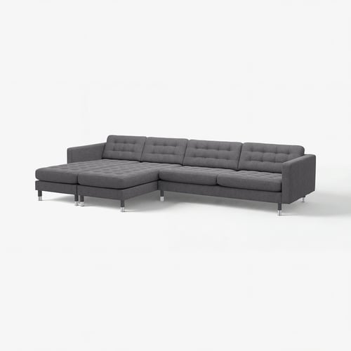MORABO 5-seat sofa with chaises, Gunnared dark gray/metal
