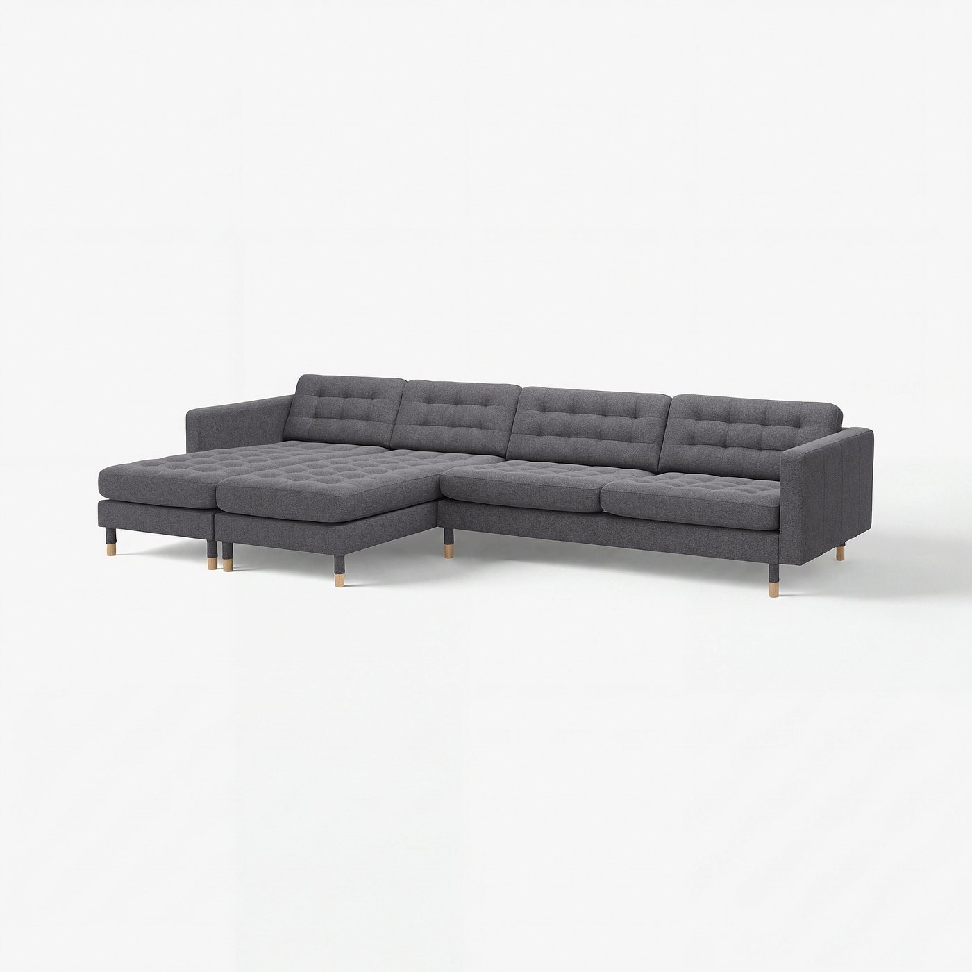 MORABO 5-seat sofa with chaises, Gunnared dark gray/wood - IKEA