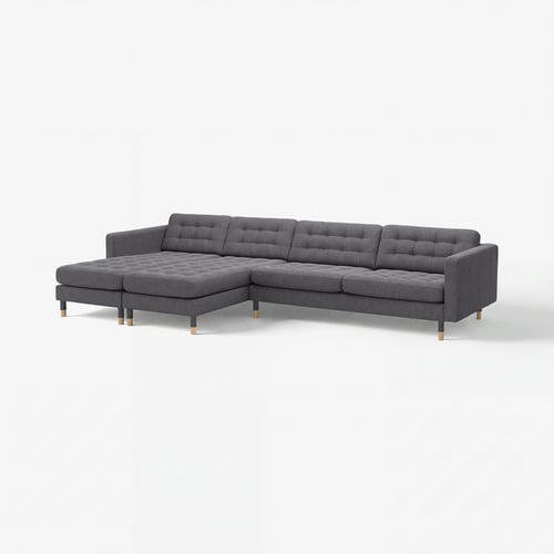 MORABO 5-seat sofa with chaises, Gunnared dark gray/wood
