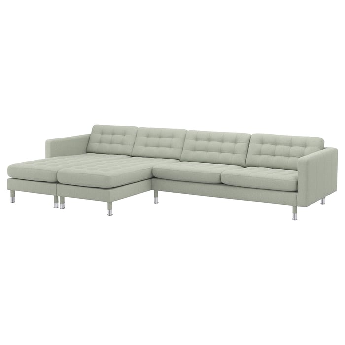 MORABO 5seat sofa with chaises, Gunnared light green/metal IKEA