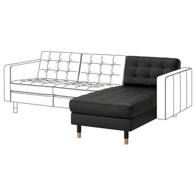 MORABO Chaise, add-on unit, Grann/Bomstad black/wood