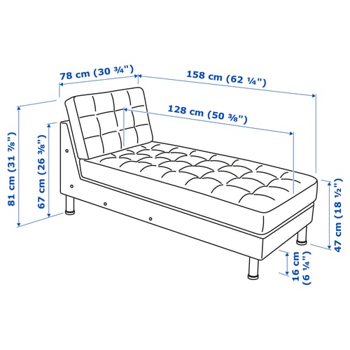 Illustration with measurements for the product: MORABO.