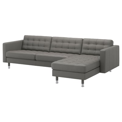 MORABO Sectional, 4-seat with chaise, Grann/Bomstad gray-green/metal
