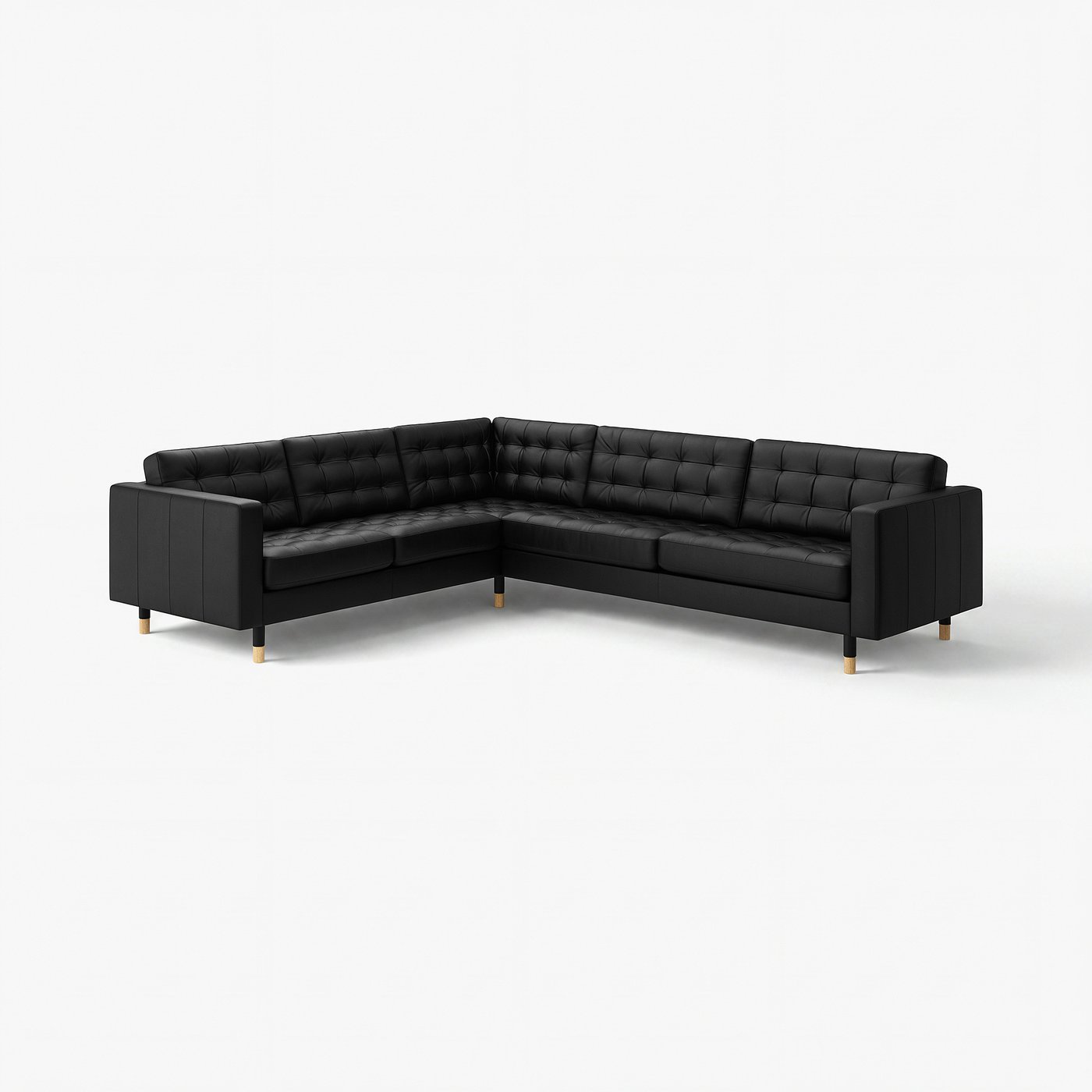 MORABO sectional, 5-seat corner, Grann/Bomstad black/wood - IKEA