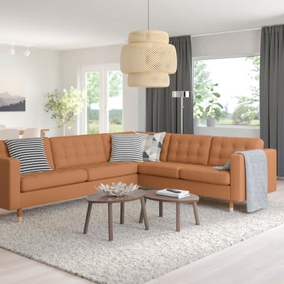 MORABO Sectional, 5-seat corner, Grann/Bomstad golden brown/wood