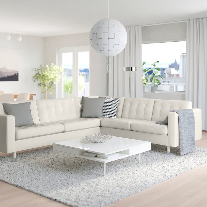 MORABO Sectional, 5seat corner, Grann/Bomstad white/metal IKEA