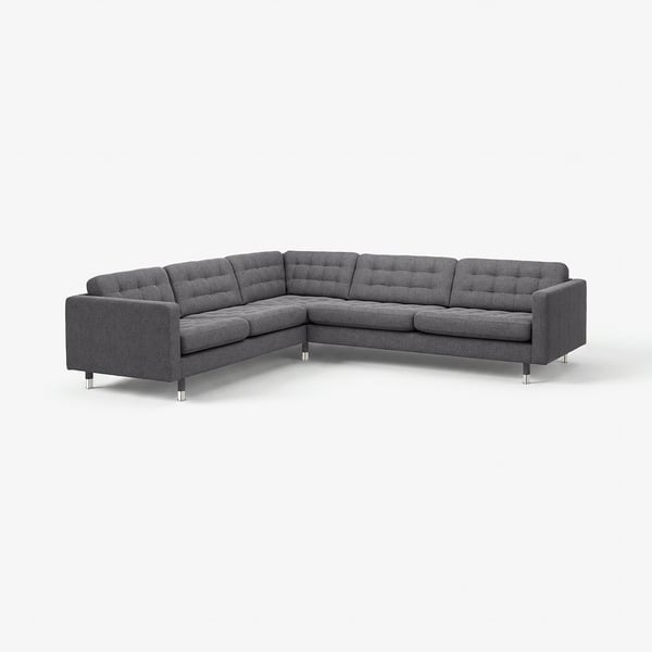MORABO Sectional, 5-seat corner, Gunnared dark gray/metal