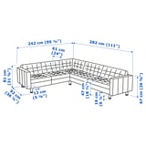 MORABO Sectional, 5-seat corner, Gunnared dark gray/wood