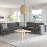 MORABO Sectional, 5-seat corner, Gunnared dark gray/wood