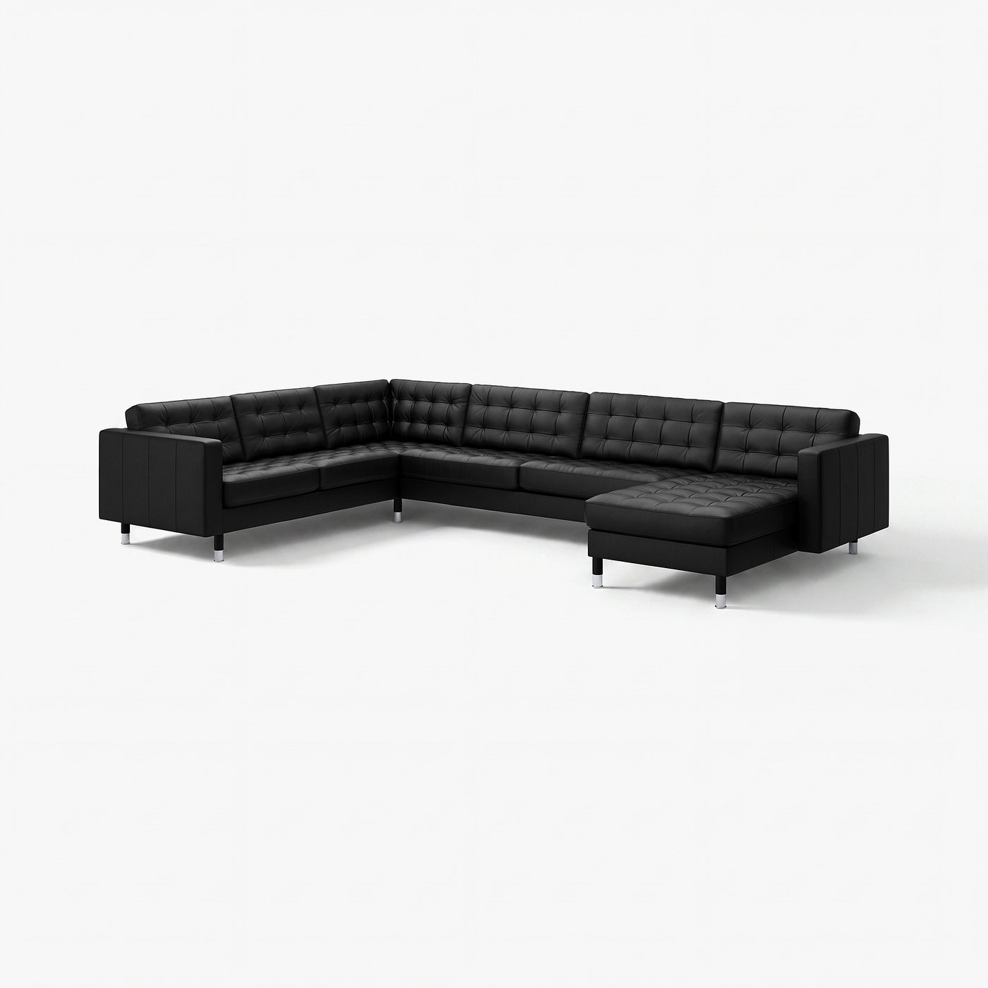 MORABO sectional, 5-seat, with chaise/Grann/Bomstad black/metal - IKEA