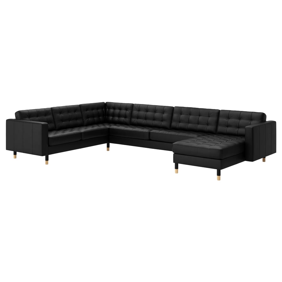 MORABO sectional, 5seat, with chaise/Grann/Bomstad black/wood IKEA