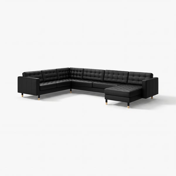 MORABO Sectional, 5-seat, with chaise/Grann/Bomstad black/wood