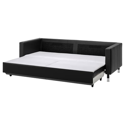 MORABO Sleeper sofa, Grann/Bomstad black/metal