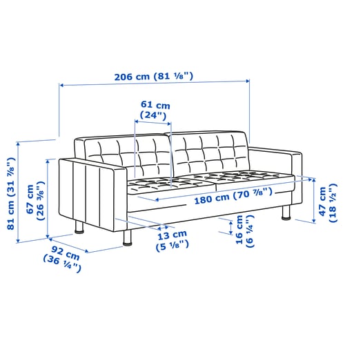 Illustration with measurements for the product: MORABO.