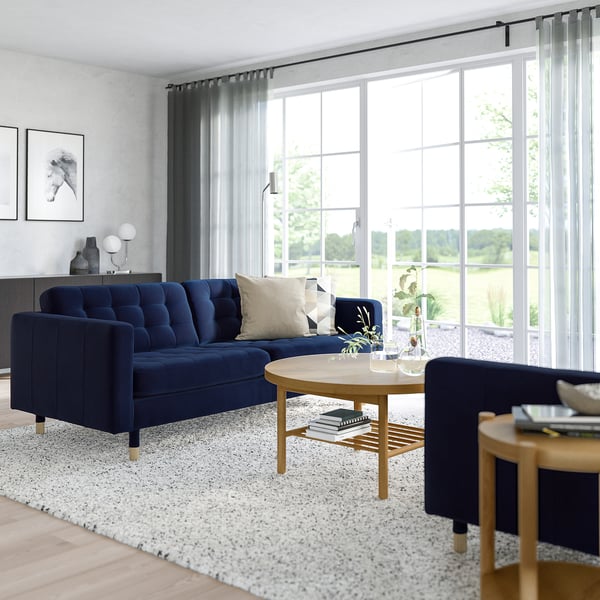MORABO Sofa, Djuparp dark blue/wood