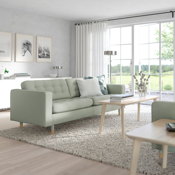 MORABO Sofa, Gunnared light green/wood