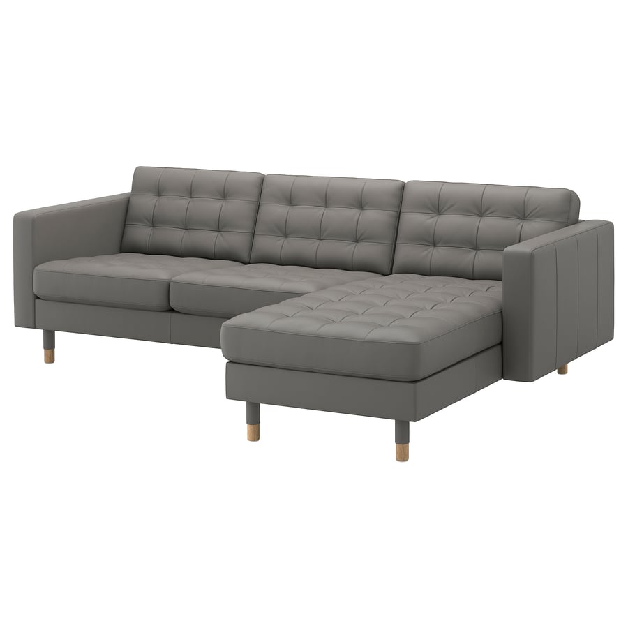 MORABO sofa, with chaise/Grann/Bomstad graygreen/wood IKEA