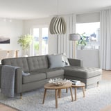 MORABO Sofa with chaise, Grann/Bomstad gray-green/wood