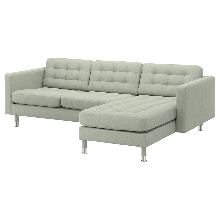 MORABO sofa, with chaise/Gunnared light green/metal IKEA