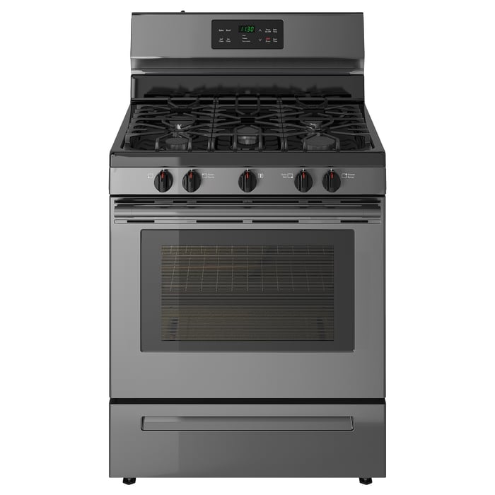 MOTSVARIG range with gas cooktop, black Stainless steel IKEA