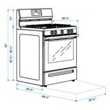 MOTSVARIG Range with gas cooktop, black Stainless steel