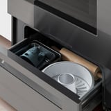 MOTSVARIG Range with glass ceramic cooktop, black Stainless steel