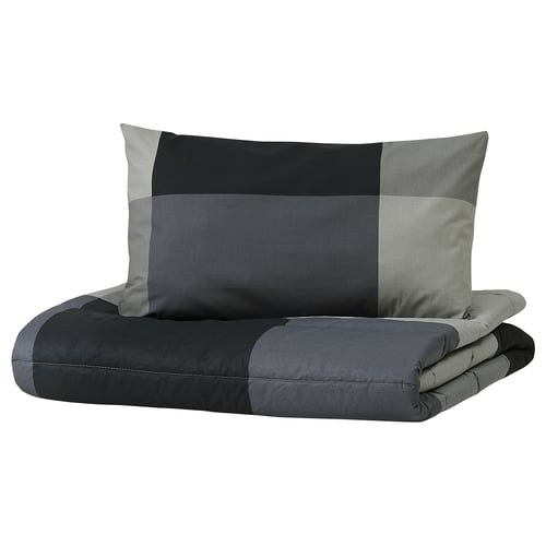 MYRGRÅMAL comforter and pillowcase(s), black, Full/Queen IKEA