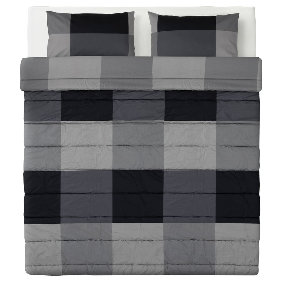 MYRGRÅMAL comforter and pillowcase(s), black, Full/Queen IKEA