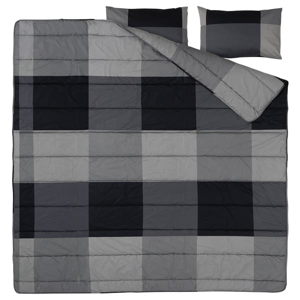 MYRGRÅMAL comforter and pillowcase(s), black, Full/Queen IKEA