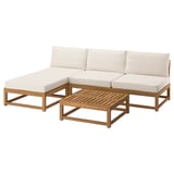 NÄMMARÖ 3-seat conversation set, outdoor light brown stained/Frösön/Duvholmen beige, 95 5/8 "