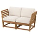 NÄMMARÖ loveseat, light beige cushions, wooden frame, slatted design.