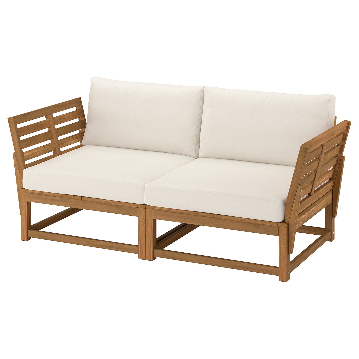 Modular loveseat, outdoor armrests/light brown stained Frösön/Duvholmen beige 2