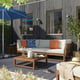 NÄMMARÖ Sectional, 3-seat, outdoor armrests/light brown stained Frösön/Duvholmen beige, 103 7/8 "