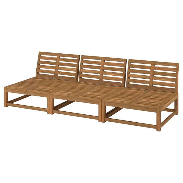 NÄMMARÖ Sectional, 3-seat, outdoor/light brown stained, 95 5/8 "