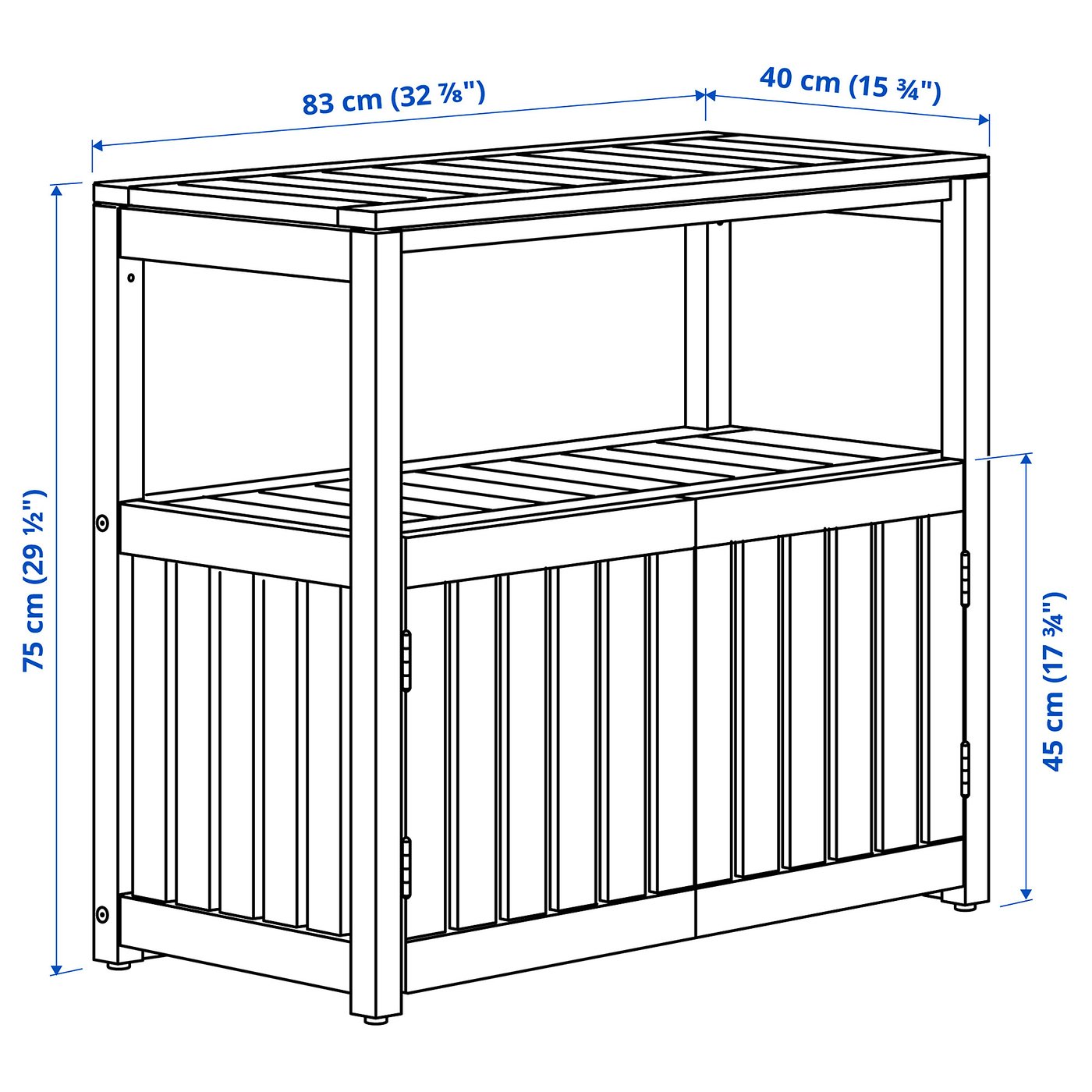 NÄMMARÖ Shelving unit, outdoor - light brown stained 32 7/8x29 1/2 "