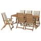 NÄMMARÖ Table + 6 reclining chairs, outdoor, light brown stained/Kuddarna light grey-beige, 78 3/4x29 1/2 "